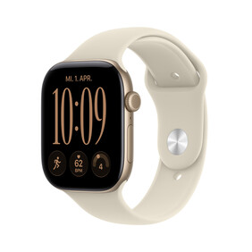 Apple Watch Series 12 GPS + Cellular, 46 mm Aluminiumgehäuse Lichtgold, Sportarmband Sand – M/L