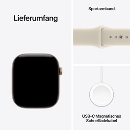 Apple Watch Series 12 GPS + Cellular, 46 mm Aluminiumgehäuse Lichtgold, Sportarmband Sand – M/L