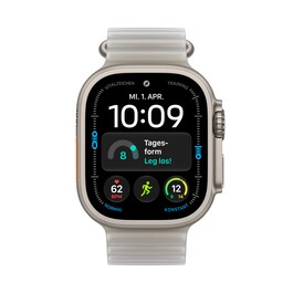 Apple Watch Ultra 4 GPS + Cellular, 49 mm Titangehäuse Natur, Ocean Armband Halbtransparentes Grau