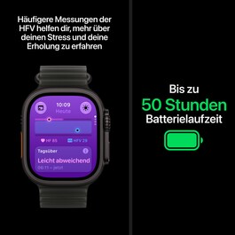 Apple Watch Ultra 4 GPS + Cellular, 49 mm Titangehäuse Natur, Ocean Armband Halbtransparentes Grau