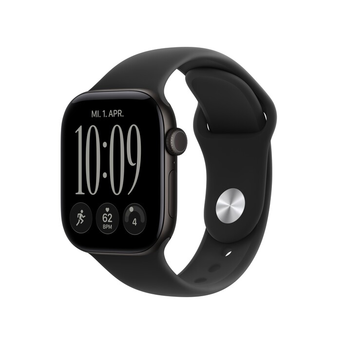 Apple Watch Series 12 GPS + Cellular, 42 mm Aluminiumgehäuse Schwarz, Sportarmband Schwarz − M/L