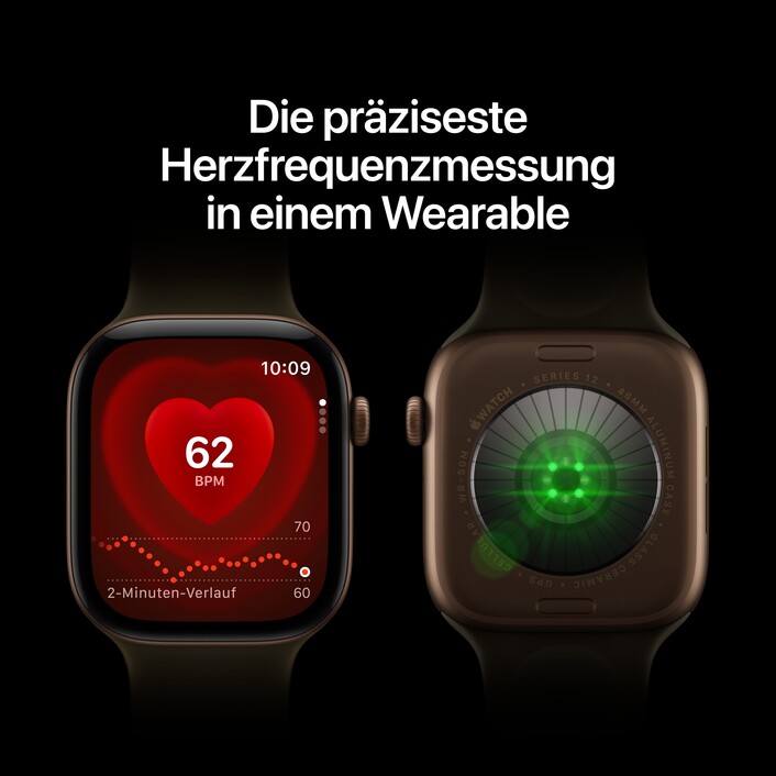 Apple Watch Series 12 GPS + Cellular, 42 mm Titangehäuse Brillantgold, Sportarmband Burgunder ­− M/L
