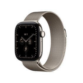 Apple Watch Series 12 GPS + Cellular, 42 mm Titangehäuse Natur, Milanaise Armband Natur