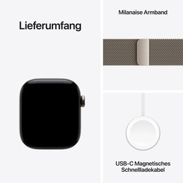 Apple Watch Series 12 GPS + Cellular, 42 mm Titangehäuse Natur, Milanaise Armband Natur