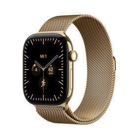 Apple Watch Series 12 GPS + Cellular, 46 mm Titangehäuse Brillantgold, Milanaise Armband Brillantgold – M/L
