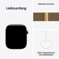 Apple Watch Series 12 GPS + Cellular, 46 mm Titangehäuse Brillantgold, Milanaise Armband Brillantgold – M/L