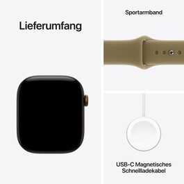 Apple Watch Series 12 GPS + Cellular, 46 mm Aluminiumgehäuse Dunkelbronze, Sportarmband Oliv – S/M