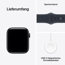 Apple Watch SE 3 GPS, 44 mm Aluminiumgehäuse Mitternacht mit Sportarmband Navyblau – S/M
