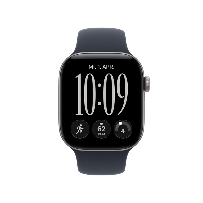 Apple Watch Series 12 GPS + Cellular, 42 mm Aluminiumgehäuse Space Grau, Sportarmband Navyblau – M/L
