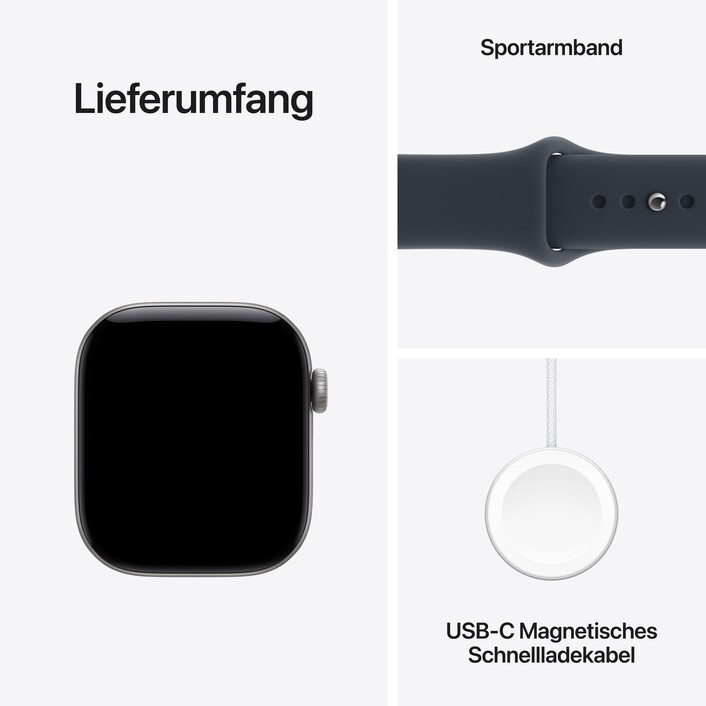 Apple Watch Series 12 GPS + Cellular, 42 mm Aluminiumgehäuse Space Grau, Sportarmband Navyblau – M/L