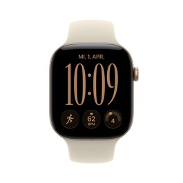Apple Watch Series 12 GPS, 46 mm Aluminiumgehäuse Lichtgold, Sportarmband Sand – S/M