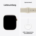 Apple Watch Series 12 GPS, 46 mm Aluminiumgehäuse Lichtgold, Sportarmband Sand – S/M