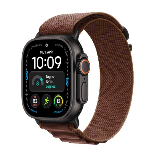 Apple Watch Ultra 4 GPS + Cellular, 49 mm Titangehäuse Schwarz, Alpine Loop Burgunder – L