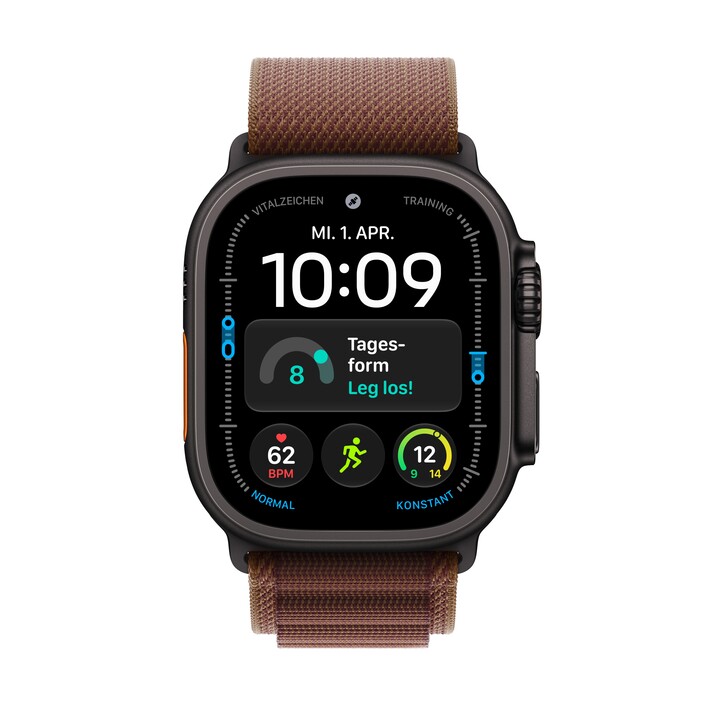 Apple Watch Ultra 4 GPS + Cellular, 49 mm Titangehäuse Schwarz, Alpine Loop Burgunder – L