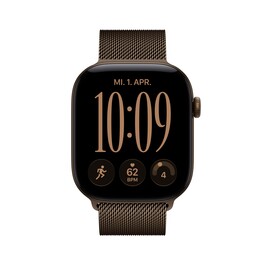 Apple Watch Series 12 GPS, 46 mm Aluminiumgehäuse Dunkelbronze, Milanaise Armband Dunkelbronze – S/M