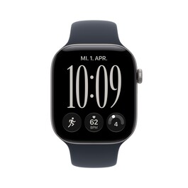 Apple Watch Series 12 GPS, 46 mm Aluminiumgehäuse Space Grau, Sportarmband Navyblau – M/L