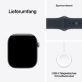 Apple Watch Series 12 GPS, 46 mm Aluminiumgehäuse Space Grau, Sportarmband Navyblau – M/L