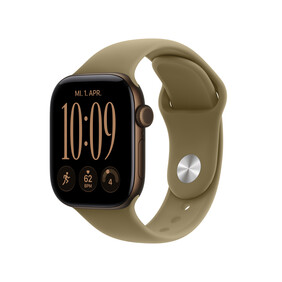 Apple Watch Series 12 GPS + Cellular, 42 mm Aluminiumgehäuse Dunkelbronze, Sportarmband Oliv – M/L