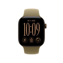 Apple Watch Series 12 GPS + Cellular, 42 mm Aluminiumgehäuse Dunkelbronze, Sportarmband Oliv – S/M