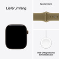 Apple Watch Series 12 GPS, 46 mm Aluminiumgehäuse Dunkelbronze, Sportarmband Oliv – M/L