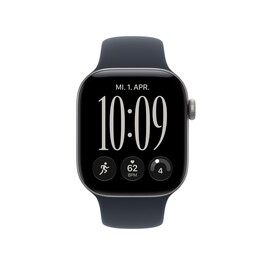 Apple Watch Series 12 GPS, 42 mm Aluminiumgehäuse Space Grau, Sportarmband Navyblau – S/M