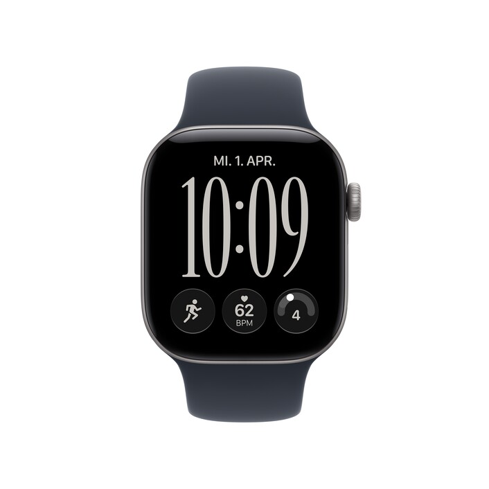 Apple Watch Series 12 GPS, 42 mm Aluminiumgehäuse Space Grau, Sportarmband Navyblau – S/M