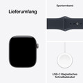 Apple Watch Series 12 GPS, 42 mm Aluminiumgehäuse Space Grau, Sportarmband Navyblau – S/M