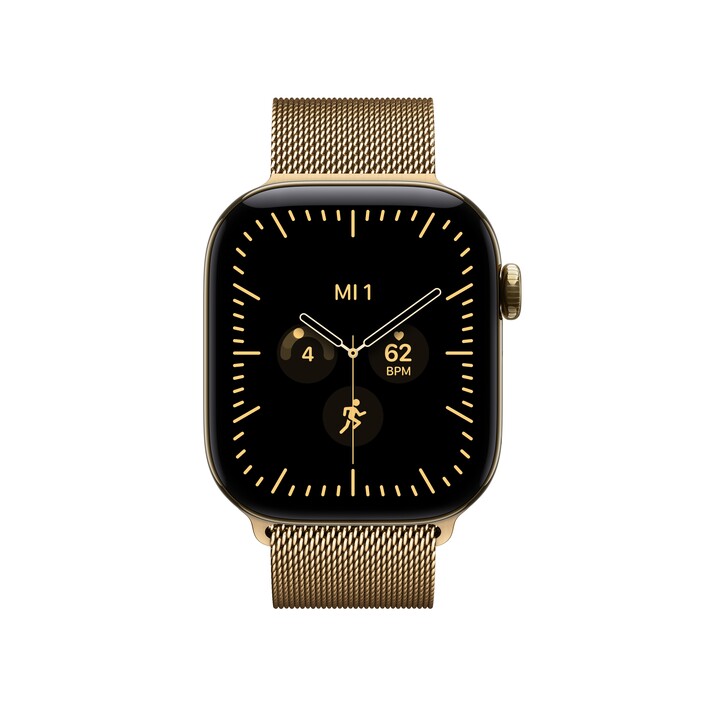 Apple Watch Series 12 GPS + Cellular, 42 mm Titangehäuse Brillantgold, Milanaise Armband Brillantgold