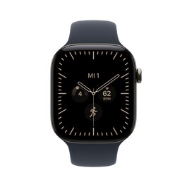 Apple Watch Series 12 GPS + Cellular, 46 mm Titangehäuse Natur, Sportarmband Navyblau − M/L