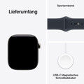 Apple Watch Series 12 GPS + Cellular, 46 mm Titangehäuse Natur, Sportarmband Navyblau ­− S/M
