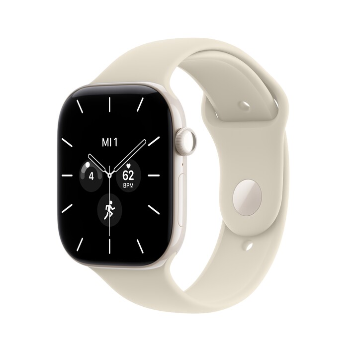 Apple Watch Series 12 GPS + Cellular, 46 mm Keramikgehäuse Perlweiß, Sportarmband Sand – M/L