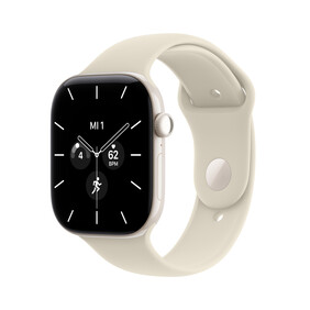 Apple Watch Series 12 GPS + Cellular, 46 mm Keramikgehäuse Perlweiß, Sportarmband Sand – S/M