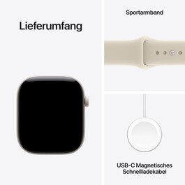 Apple Watch Series 12 GPS + Cellular, 46 mm Keramikgehäuse Perlweiß, Sportarmband Sand – S/M