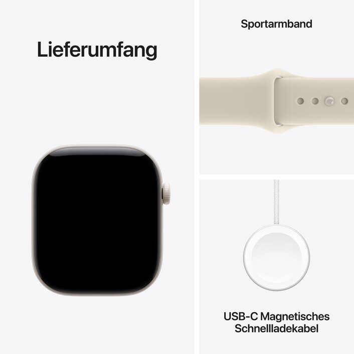 Apple Watch Series 12 GPS + Cellular, 46 mm Keramikgehäuse Perlweiß, Sportarmband Sand – M/L