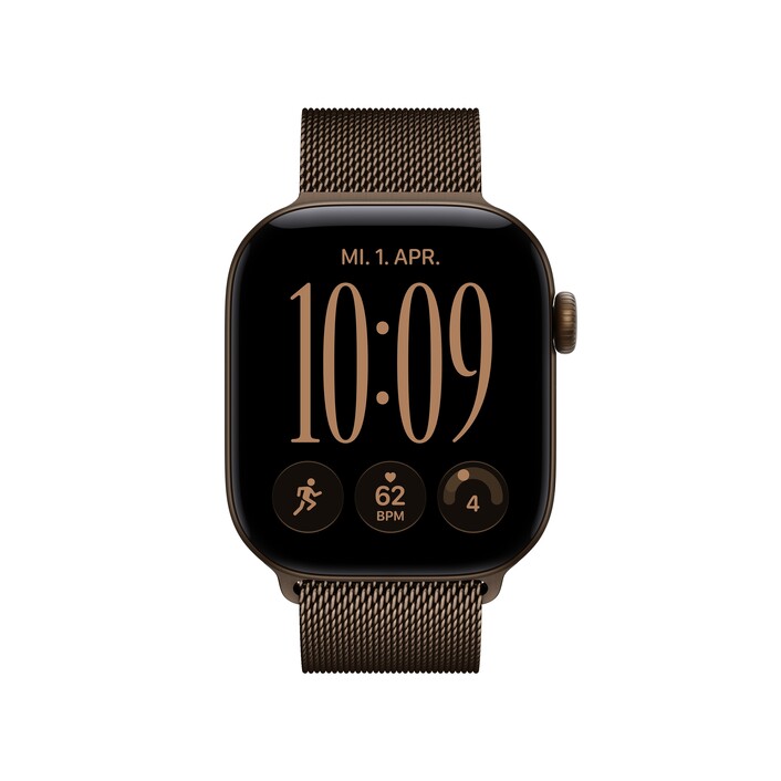 Apple Watch Series 12 GPS, 42 mm Aluminiumgehäuse Dunkelbronze, Milanaise Armband Dunkelbronze