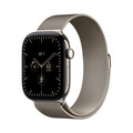 Apple Watch Series 12 GPS + Cellular, 46 mm Titangehäuse Natur, Milanaise Armband Natur – S/M