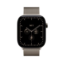 Apple Watch Series 12 GPS + Cellular, 46 mm Titangehäuse Natur, Milanaise Armband Natur – S/M