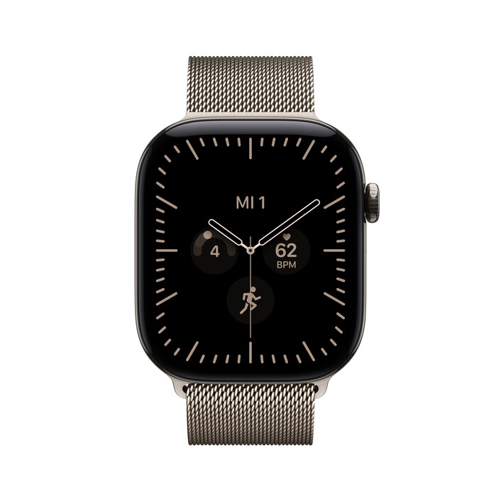 Apple Watch Series 12 GPS + Cellular, 46 mm Titangehäuse Natur, Milanaise Armband Natur – M/L