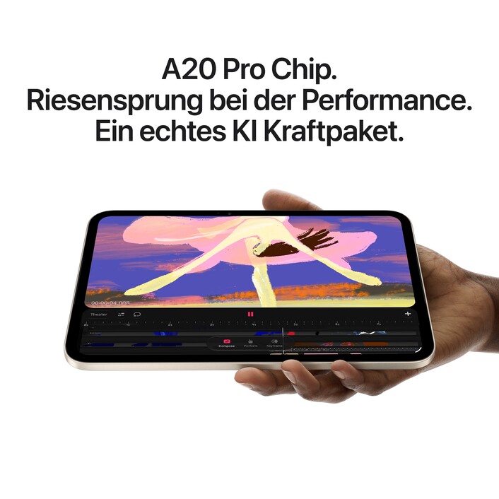iPad mini Wi-Fi 128 GB Standardglas - Mitternacht (A20 Pro)