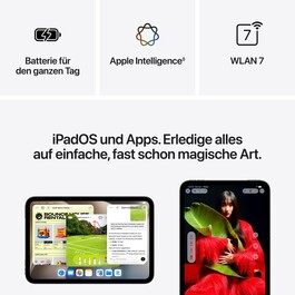 iPad mini Wi-Fi 128 GB Standardglas - Mitternacht (A20 Pro)